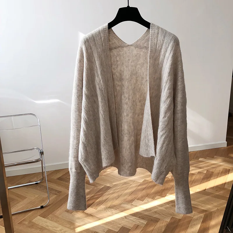

2020 Women Open Stiich Short Cardigans Knitted Back V-Neck Long Sleeve Spring Women Sexy Sweater Crop Top