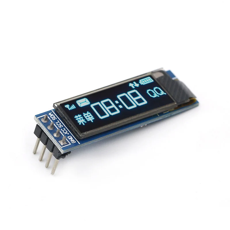 Blue 0,91 дюймов O светодиодный модуль 0,9" белого и синего цвета с круглым светодиодный 128X32 • Максимальное количество светодиодный ЖК-дисплей светодиодный Дисплей модуль 0,91" IIC связи - Цвет: Blue