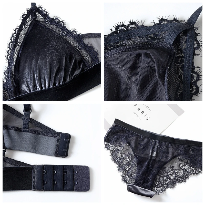 Женский бархатный бюстгальтер с треугольной чашечкой комплект кружевным