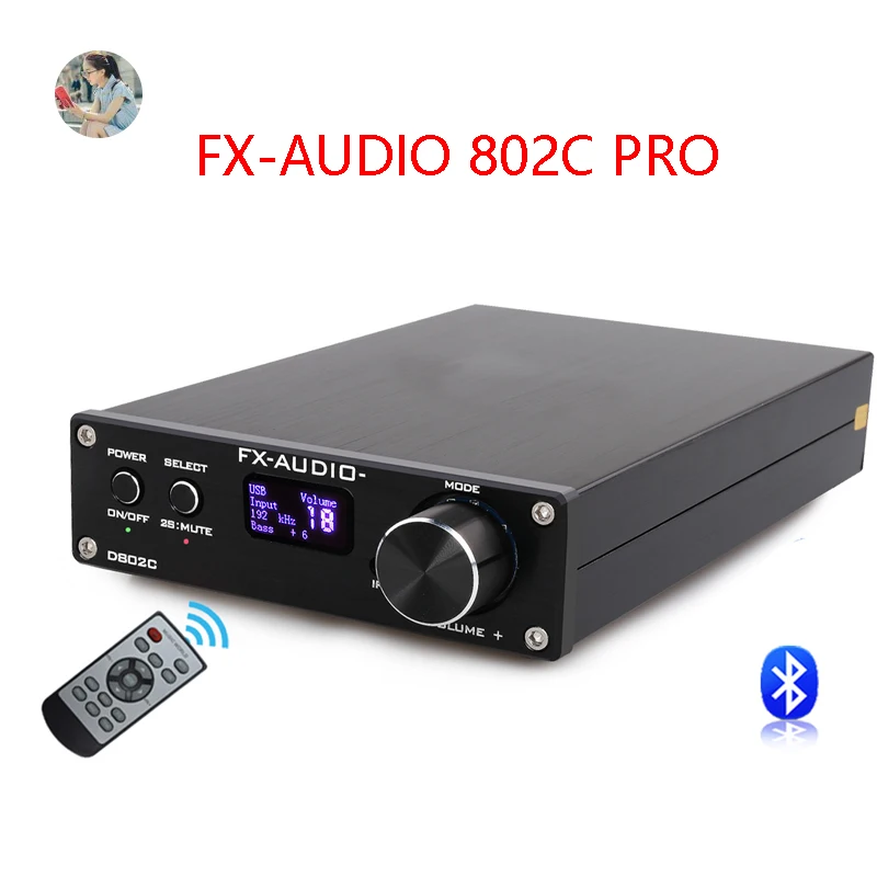 

FX-AUDIO D802C PRO Bluetooth Digital Power Amplifier Supports Optical/Coaxial/USB/AUX Input 2*80W With Remote Control Display