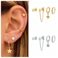 canner earrings for women 4pcs set s925 silver star moon stud earrings 2021 trend piercing earrings pendientes jewelry kolczyki