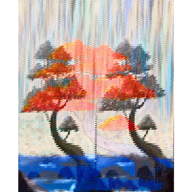 

1 piece of 5D Diy Diamond Painting Kit Mosaic Landscape Tree Embroidery 3D Painting Round Diamond Painting