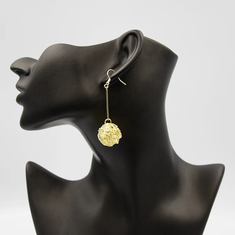 Серьги подвески женские геометрической формы Висячие золотистые серьги капли