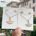 Изысканный чокер в виде короны с мультяшным дизайном, простые Подвесные серьги, ожерелье, ювелирные изделия для помолвки для женщин и детей