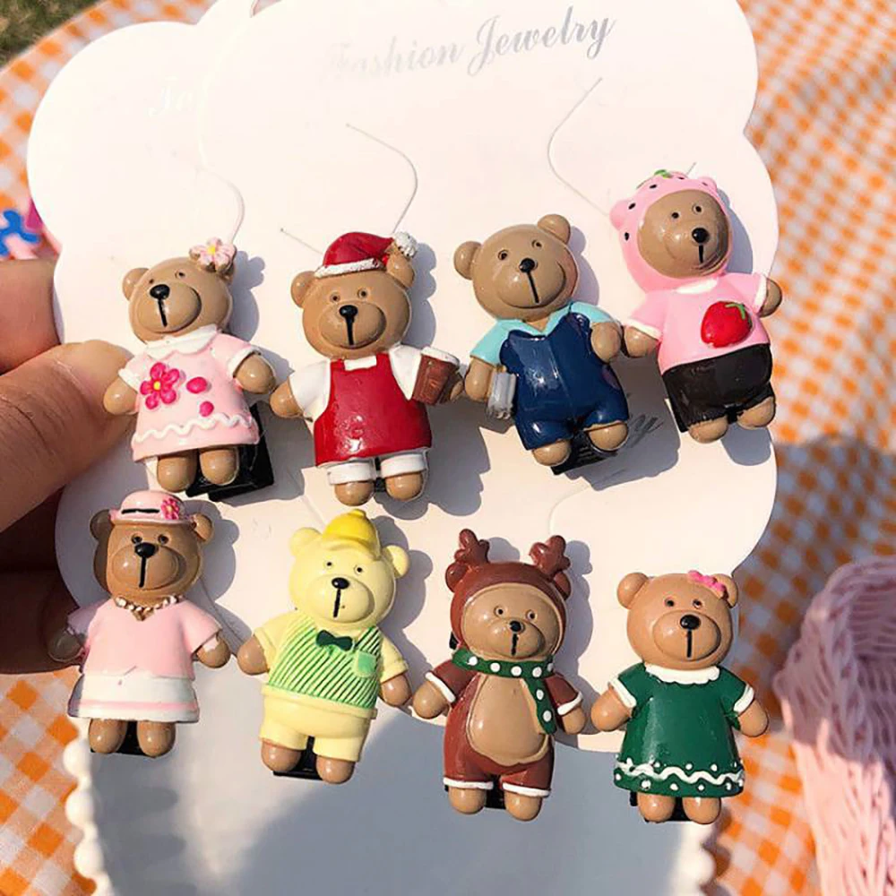 

Korean Fashion Cute Bear Hair Clip Resin Sweet Cartoon Lovely Girl's Bang Clip Student Bangs Clip Headwear Hair Accessories