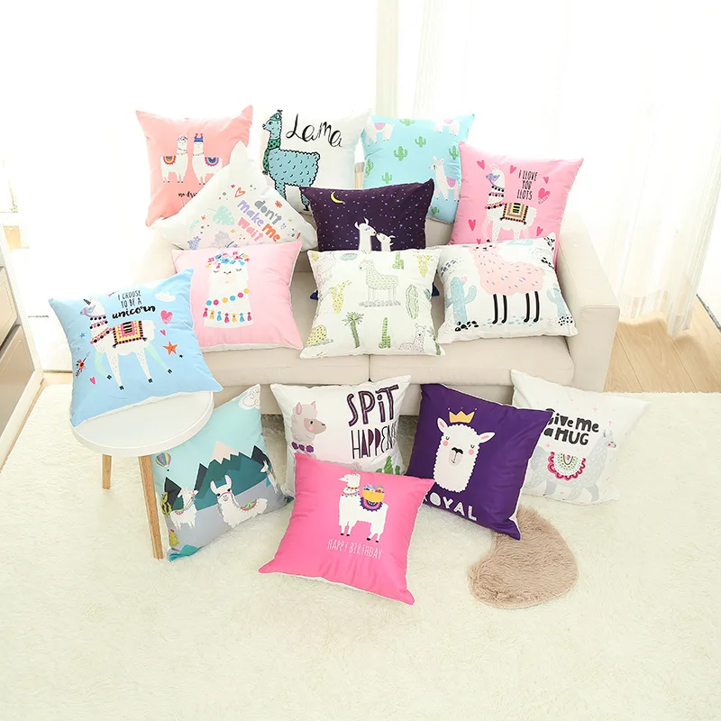 

ZENGIA 45cm*45cm Hello Llama Alpaca Animals Cushion cover polyester pillow case Home decorative pillow cover throw pillowcase