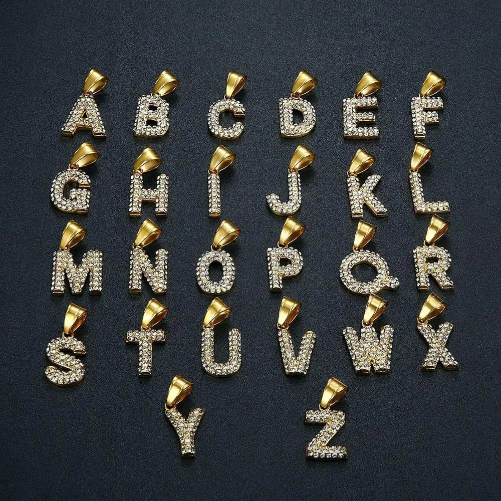 Женские ожерелья с буквами алфавита из нержавеющей стали золотого цвета в стиле