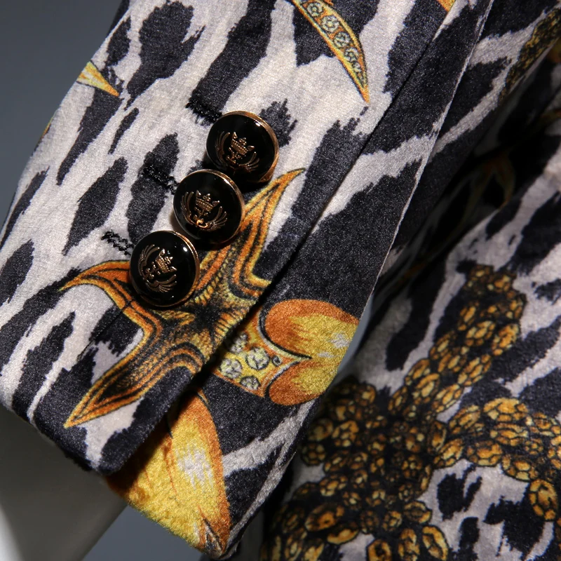 Мужской Леопардовый Блейзер модный приталенный с рисунком повседневный пиджак