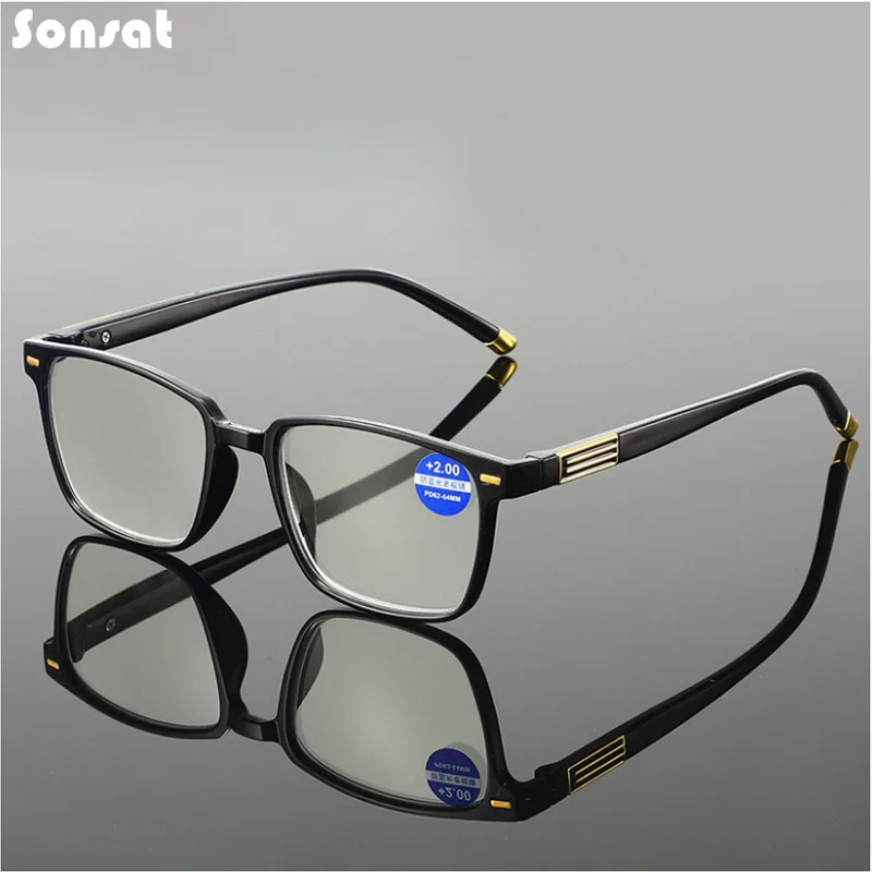 

2021 Square Frame HD Resin Anti Blue Light Blocking Reading Glasses Men Women Vintage Eyewear Presbyopia Eyeglasses Ladies 2021