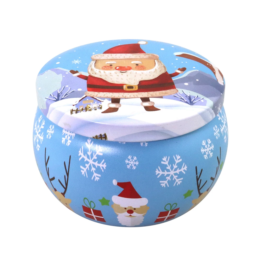 X20 Christmas Tinplate Candle Can 4oz Capacity Food Grade Tin Box Drum Shaped Gift Metal Candy Biscuit Iron Storage | Дом и сад