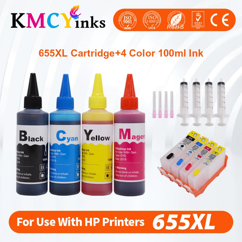 Картридж чернильный KMCYinks 655 для hp deskjet 3525 5525 4615 4625 4525 6525 6625 + Dey 4 цвета универсальный