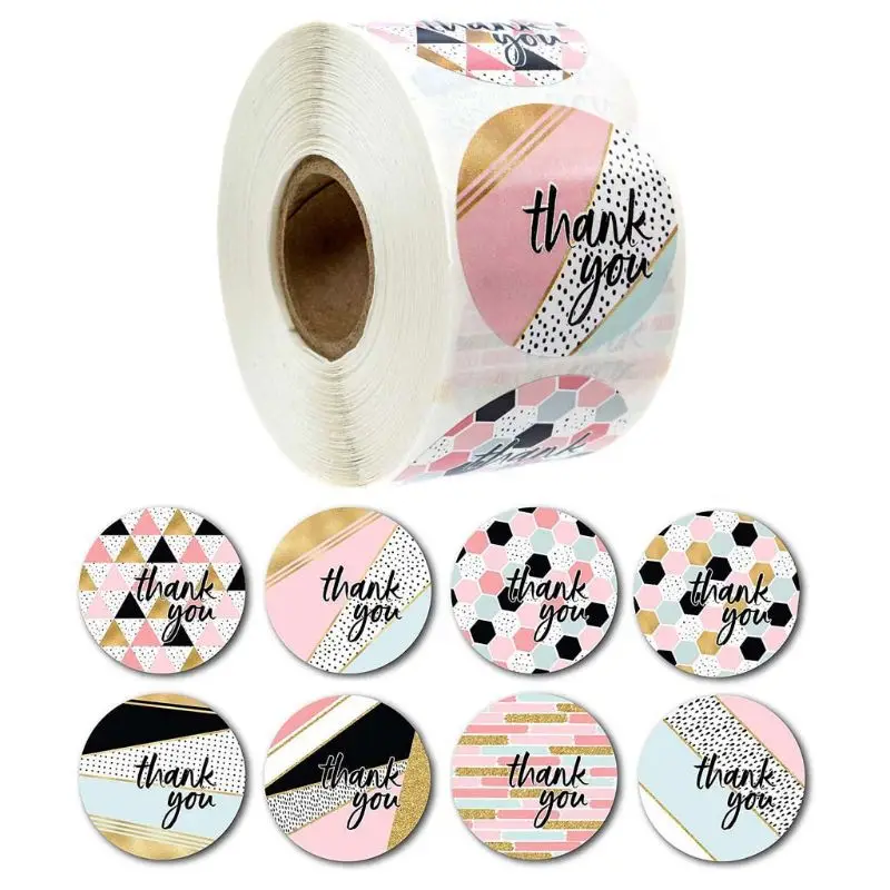 500pcs/roll 8 Designs Thank You Stickers Handmade Scrapbooking Gift Packaging Stationery Decor | Канцтовары для офиса и дома
