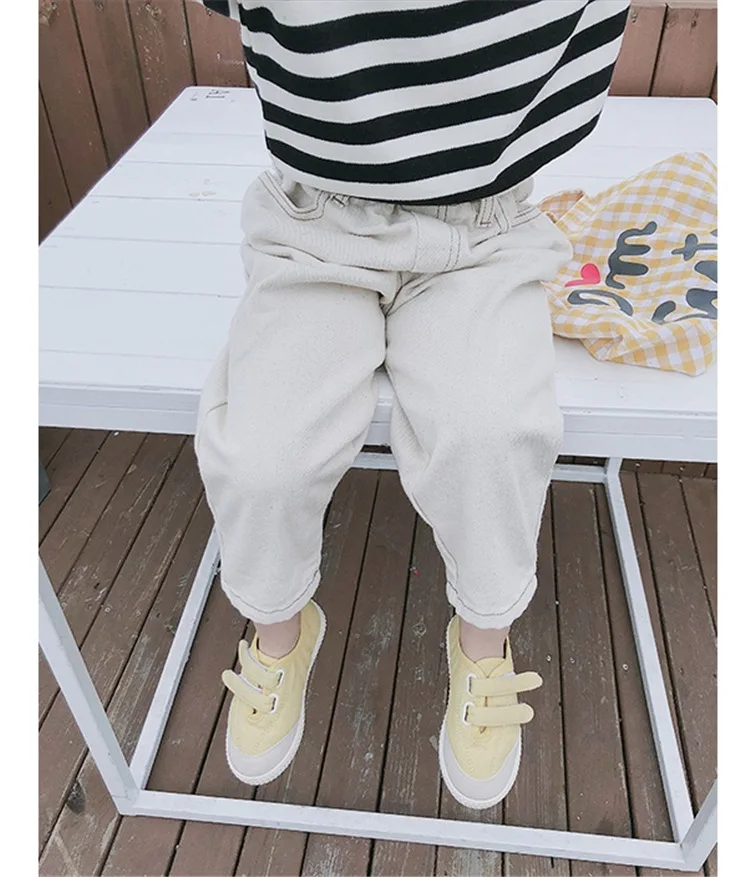 Зимние штаны для маленьких девочек джинсовые плотные с мультяшным рисунком