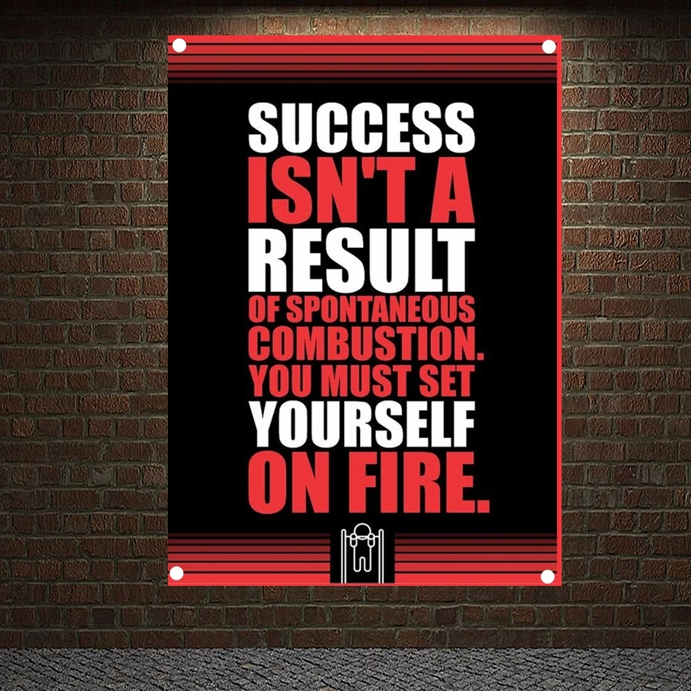 

SUCCESS ISN'T A RESULT, YOURSELF ON FIRE.Motivational Workout Posters Exercise Fitness Banners Wall Art Flags Gym Wall Decor