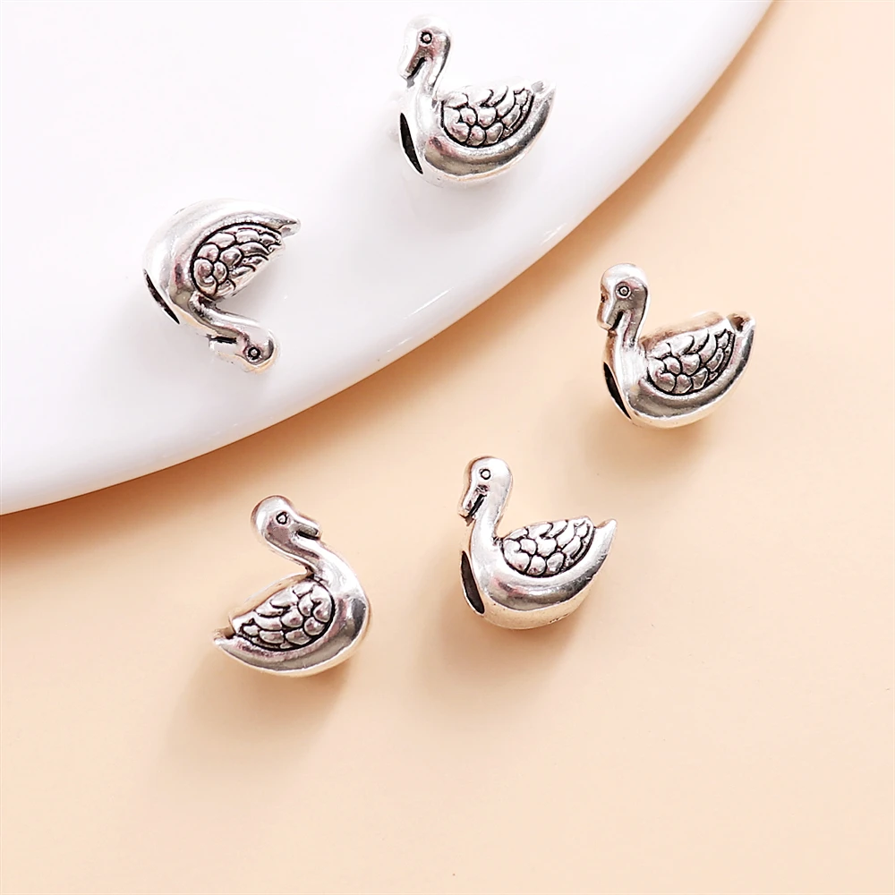 

10PCS New Swan Beads Accessories Fit for Women's Pandora Style Charm Bracelet Jewelry Making Necklace