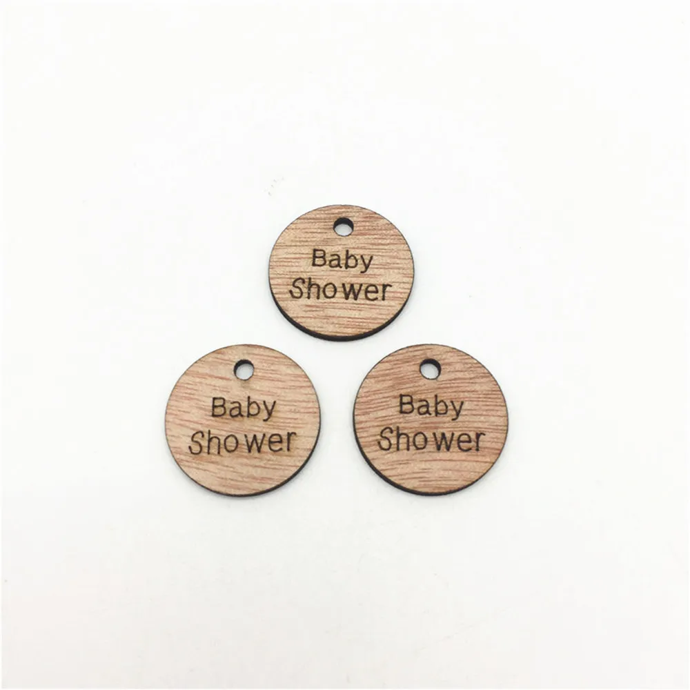 Круглые бирки Baby Shower из коричневого дерева в деревенском стиле подвески сделай