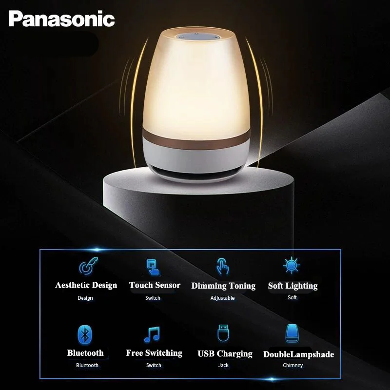 Купить Ночной светильник Panasonic с сенсорным датчиком и Bluetooth-динамиком, беспроводной светодиодный светильник с дистанционным управлением, умная му...