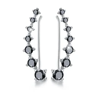 2022 new silver color jewelry engagement drop earrings for women black spinel female earring gift i295