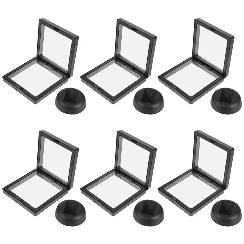 

12Pcs Transparent Jewelry Display Boxes Creative Floating Frame Display Stands Storage Rack