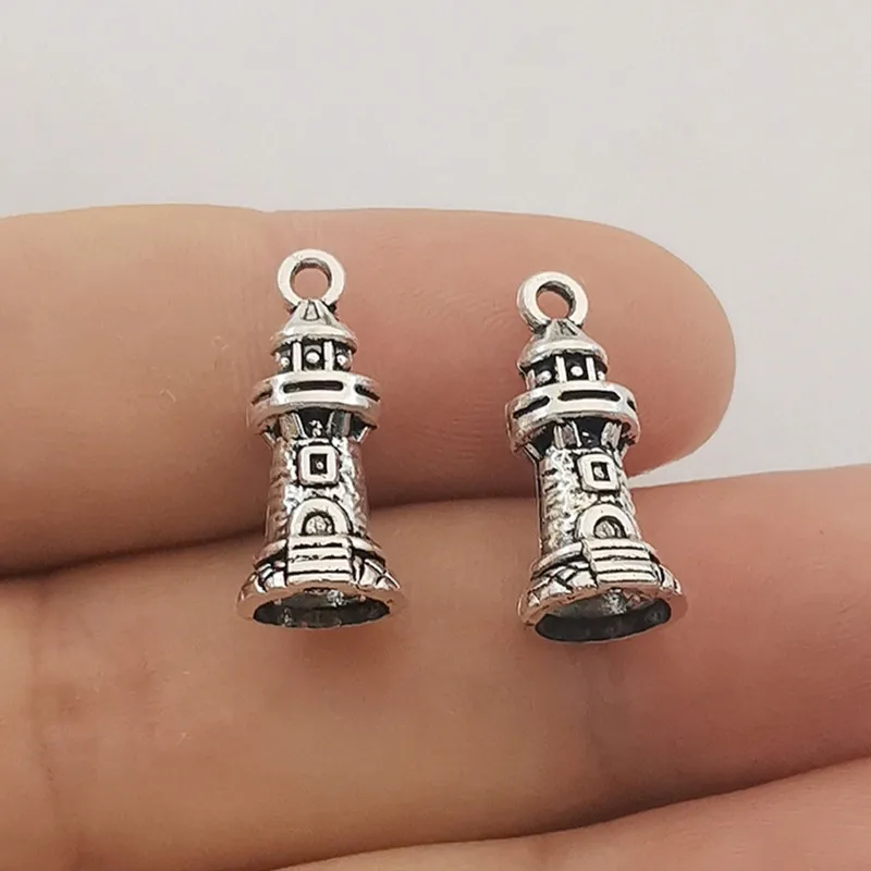 JINDINSP 10шт. подвесок замок маяк 20x9мм античный стиль подходит для винтажных тибетских серебряных цветных украшений ручной работы DIY.