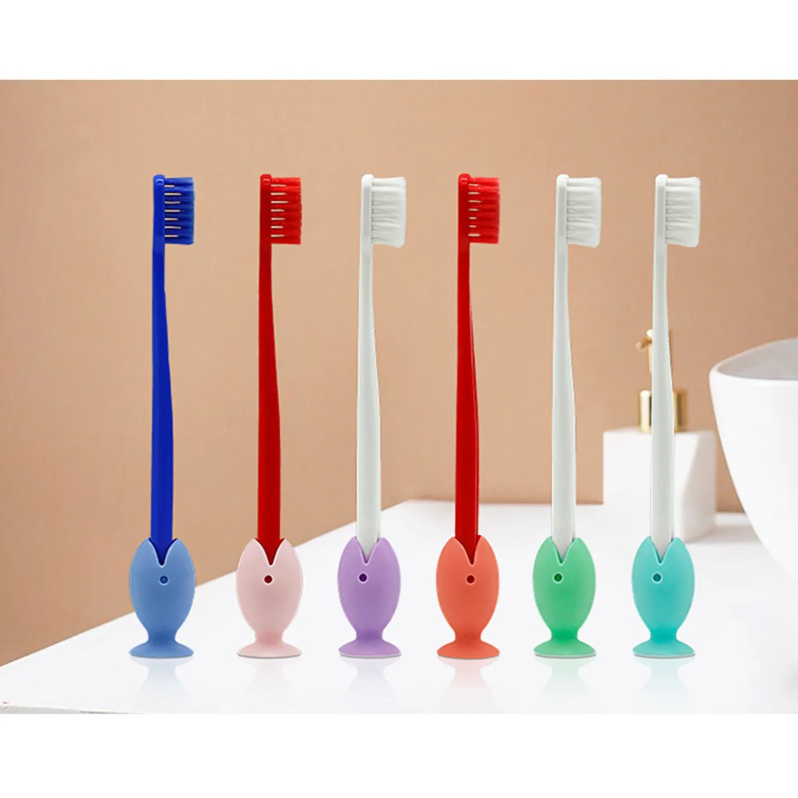 

Cute Cartoon Animal Head Toothbrush Holder stand with Wall Suction Cup Collector Toothbrush Head Covers Makeup Brush Holder