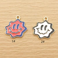 10pcs 20x21mm enamel smile face charm for jewelry making fashion earring pendant bracelet necklace charms diy accessories