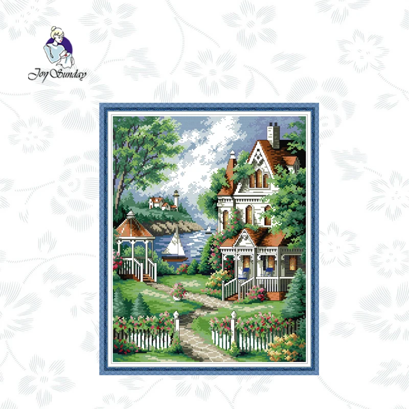 

Joy Sunday,Dream Home,Landscape Stamped Cross Stitch Kits 11CT 14CT Counted Printing Embroidery Kit Handmade Needlework Gift Set