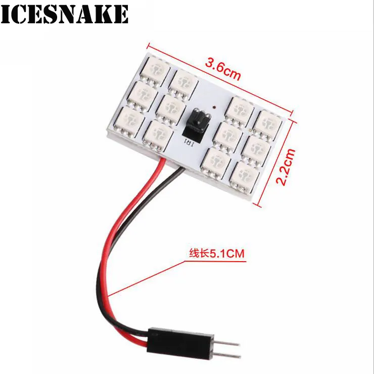 Icesnake 1 комплект T10 RGB W5W 5050 12SMD СВЕТОДИОДНЫЙ Красочный светильник салона автомобиля