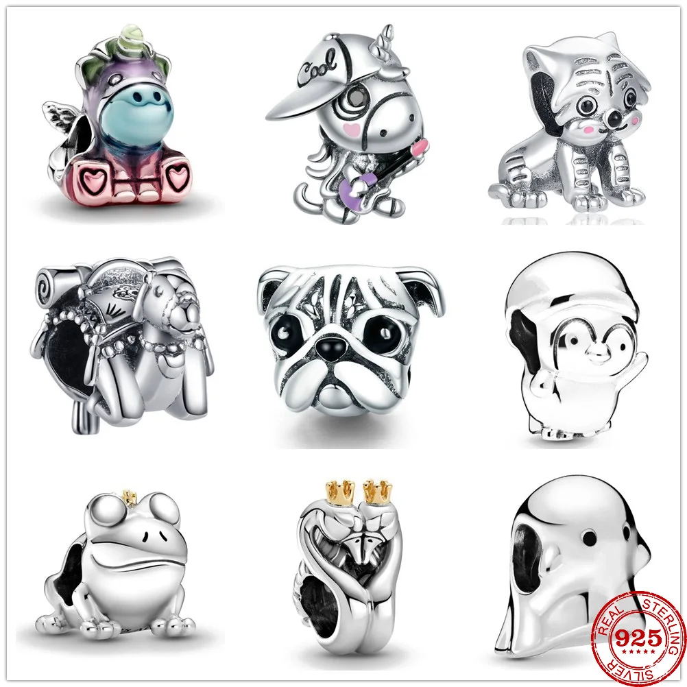 Новый 925 пробы серебро цветастой радуги Бруно амулет в виде единорога