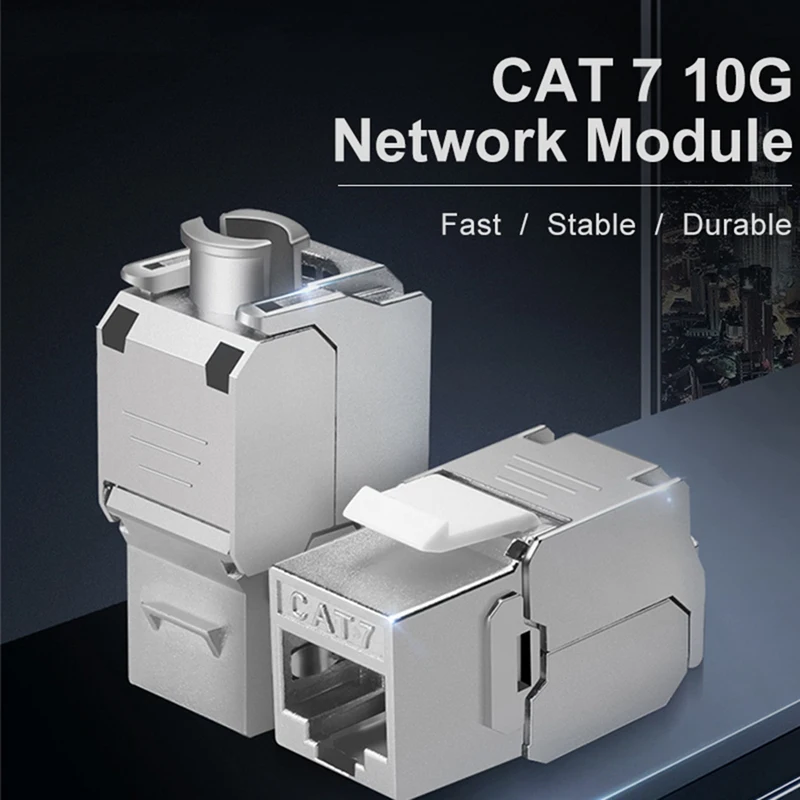 

20PCS 10GB Cat7 Network Shielded RJ45 Module Toolless Cat7 Network Keystone Jack Straight-Throustgh Connector Adapter