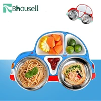 2020 cartoon stainless steel tableware set kids dinner dishes and plates sets 3pcsset car childrens training bowl set