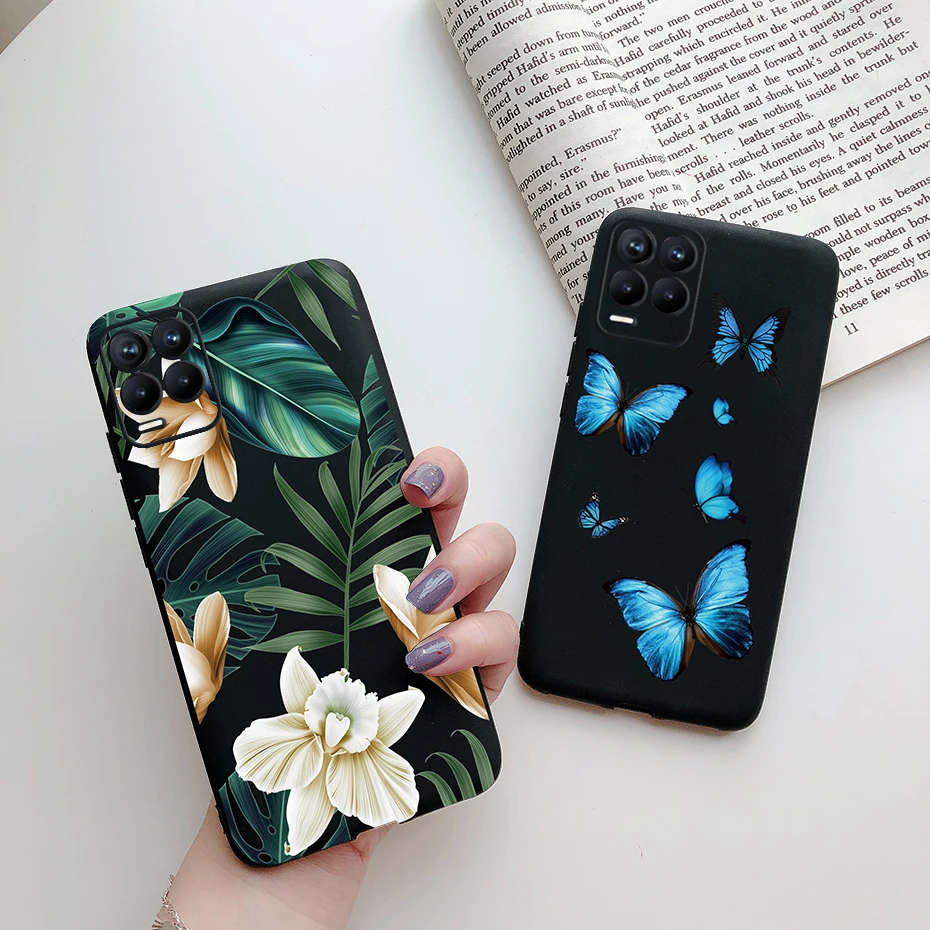 for realme 8 case 6 4 back coque soft silicon flowers phone cover on for oppo realme 8 pro realme8 4g rmx3085 funda bumper case free global shipping