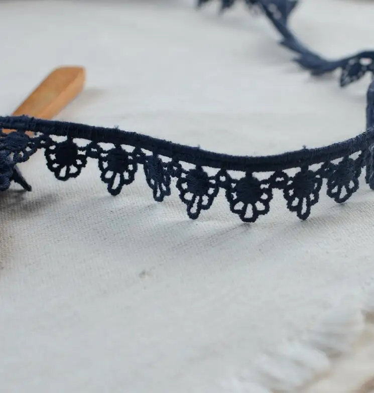 5 Meters Deep Blue Cotton Lace Ribbon DIY Embroidered Net Trim Fabric For Sewing Decoration 1.8cm Free Shipping | Дом и сад