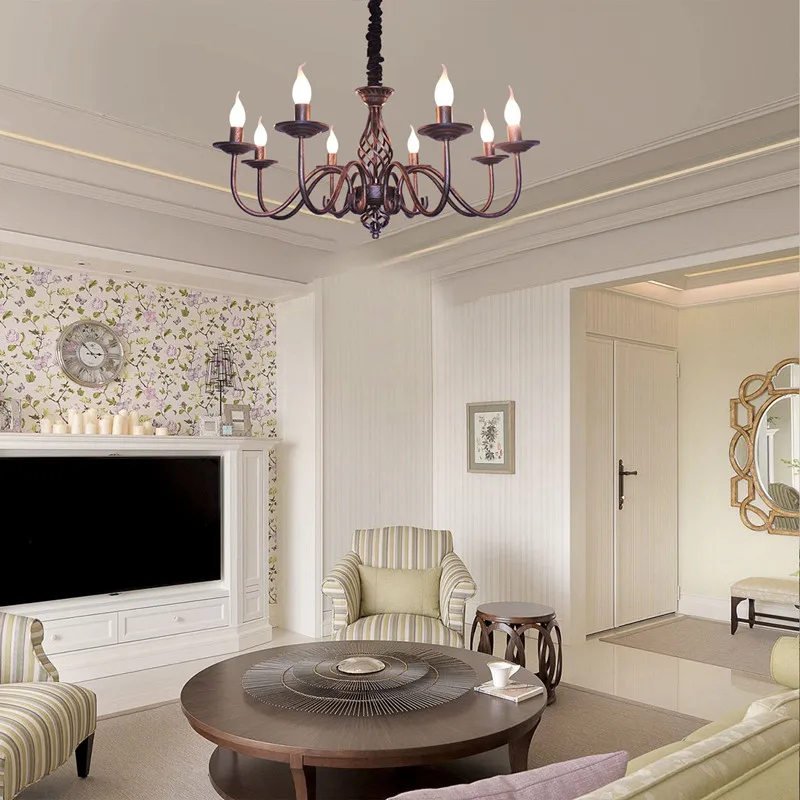 

Retro Iron Chandelier French ceiling chandelier indoor lighting LED
