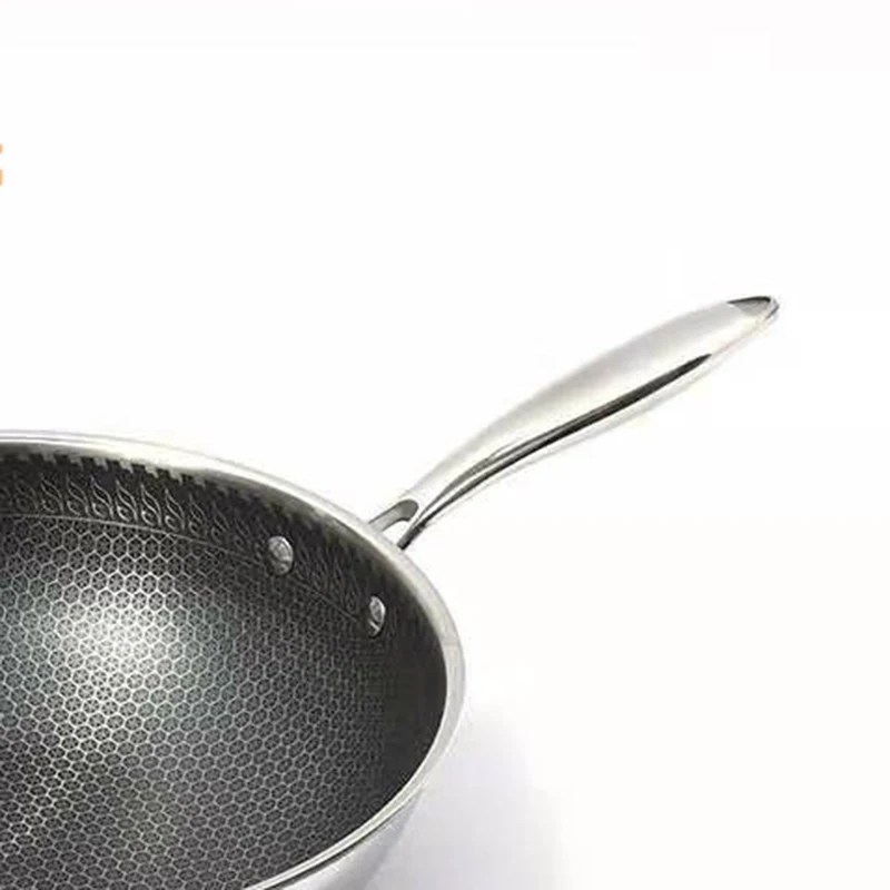 

Large Stainless Steel Wok Non Stick with Lid Party Glass Upright Cover Cooking Pot Deep Frying Lunch Temperos Cookware ZZ50CG