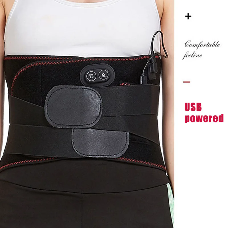 

USB Electric Heating Waist Belt Cordless Heated Massage Wrap Support Adjustable Brace CJ