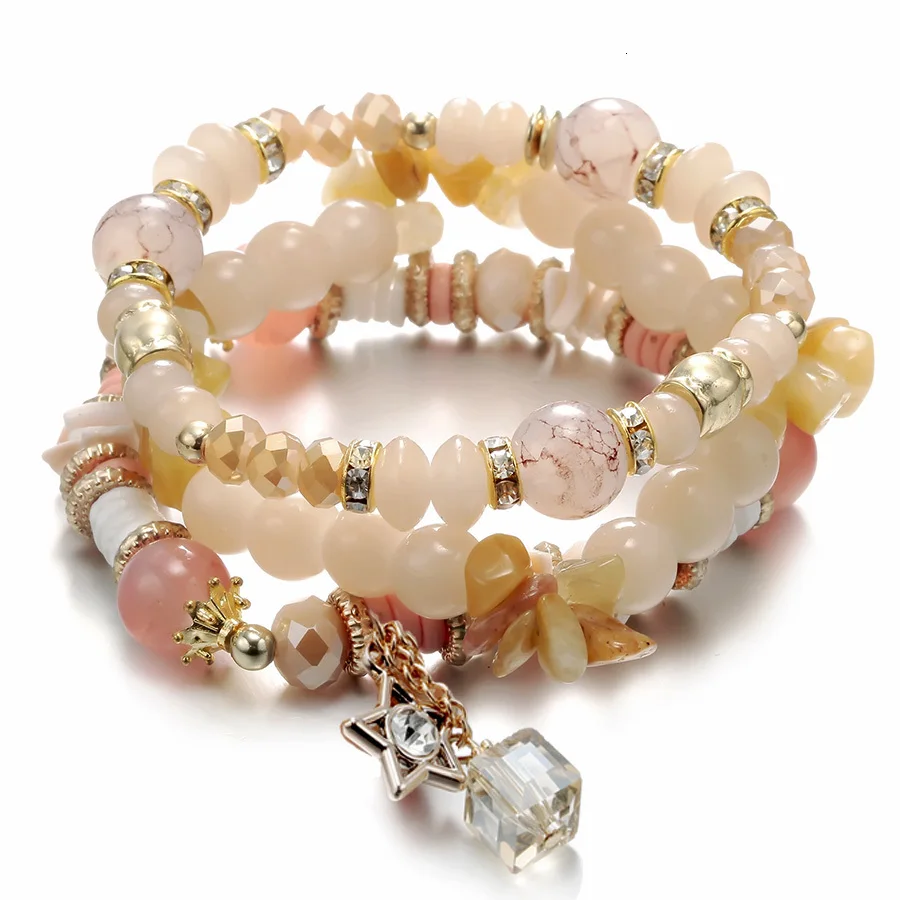 RAVIMOUR 3 шт./компл. колье bracciali Donna натуральный камень кристалл звезда браслеты и ювелирные женские браслеты богемный браслет ручной работы