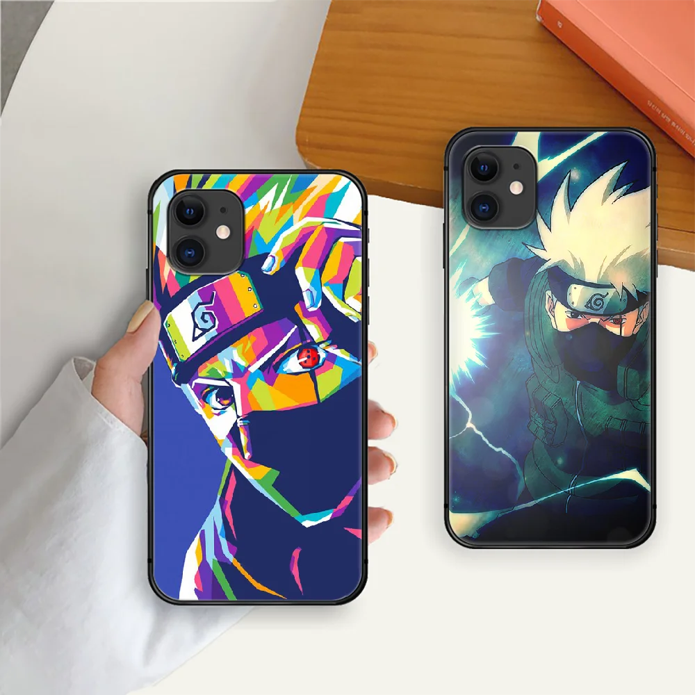 

NARUTO Hatake Kakashi Phone Case Cover For Iphone 5 6 7 8 11 12 5S 6S X Xr XS Se Plus Pro Max Mini 2020 Black Soft Painting