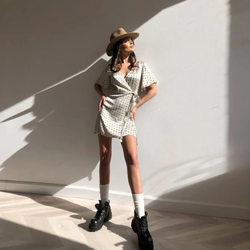 Женские летние платья 2022 сексуальное пляжное платье в горошек с глубоким