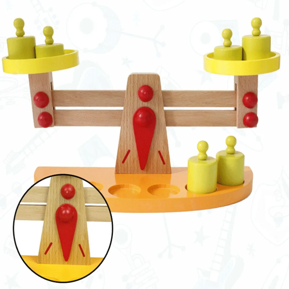 

Colorful Montessori Teaching Wooden Toys For Children Scales Baby Balance Game Wooden Learning Education Toy