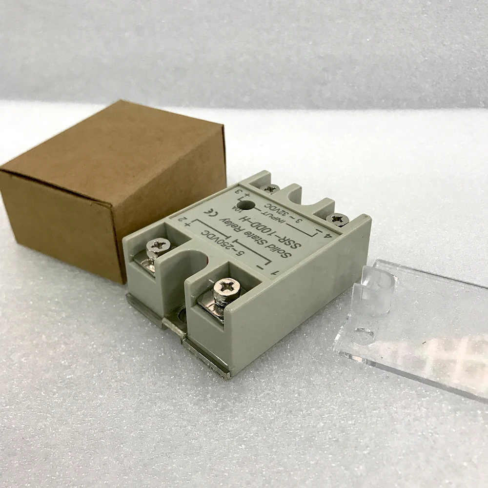 Управление DC SSR 10DD 25DD 40DD 60DD 10A 25A 40A 60A на самом деле 3-32 В DC до 5-250VDC Однофазное твердотельное реле