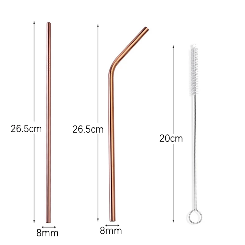 100 шт. 6*265 мм металлическая зеркальная соломинка из нержавеющей стали длинная для