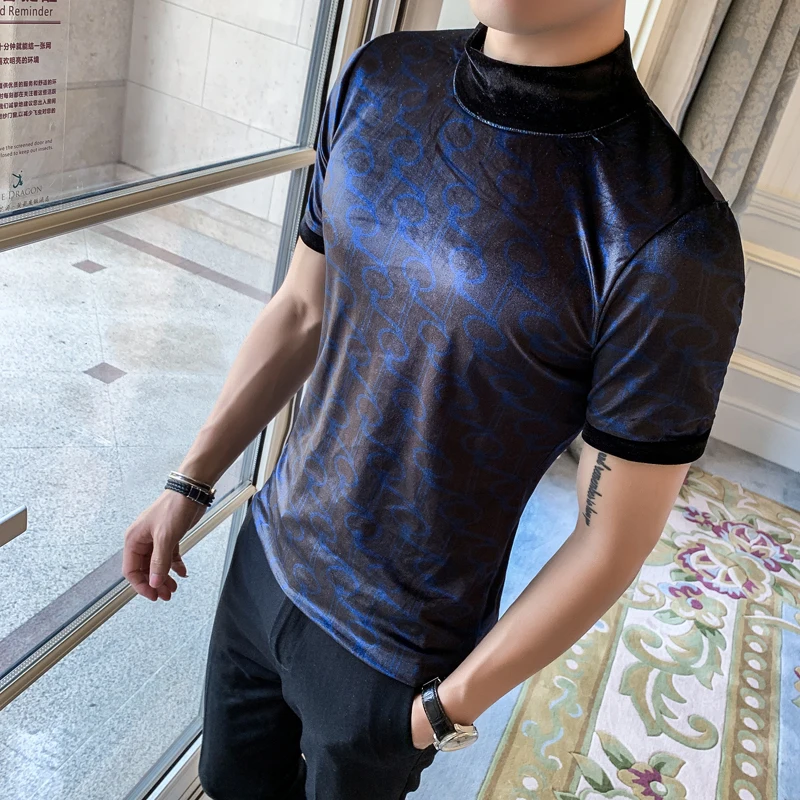 Уличная бархатная футболка Homme Slim Fit Chemise модные футболки с принтом Social Club мужские
