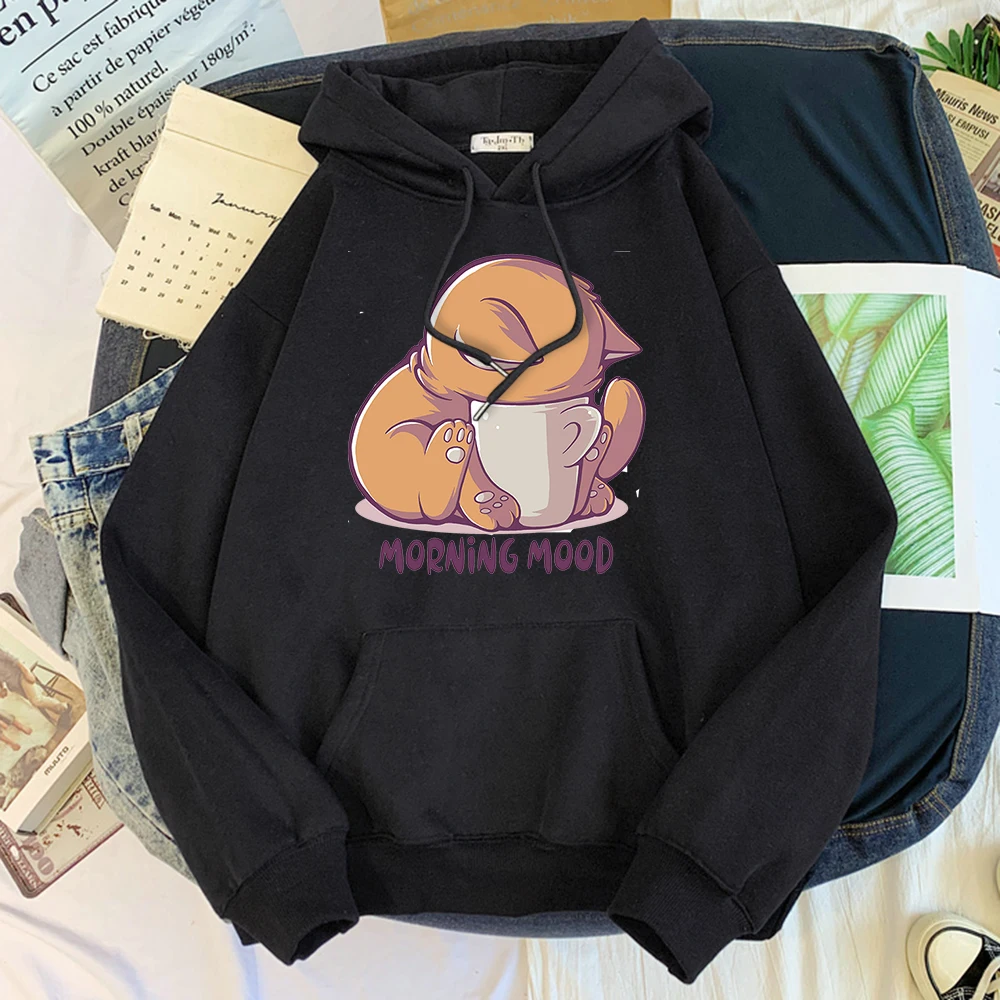 

Hoody Kawaii Cat Cartoon Print Woman Sweatshirt With Hooded Harajuku Loose Womens Hoodie Korean Fashion Female Clothes