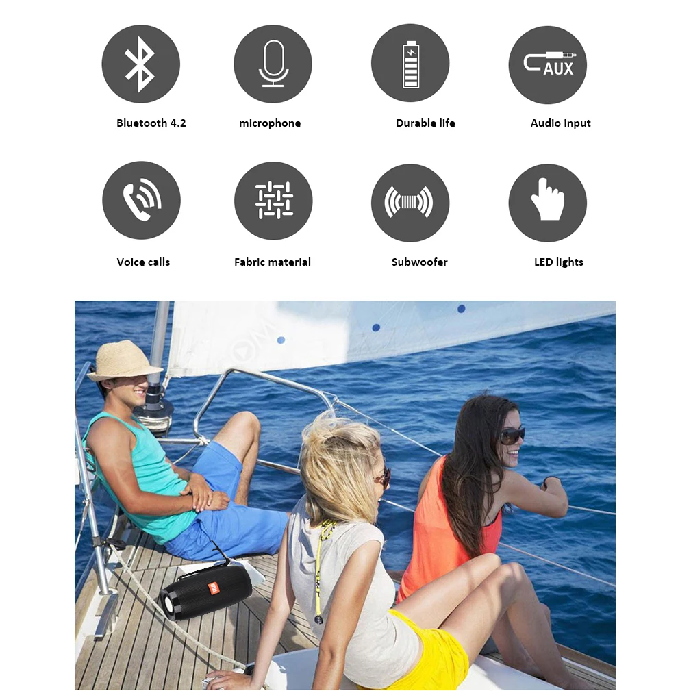 

Outdoor Bluetooth Speaker Wireless Portable Radio FM Receiver Soundbar Music Sound Box Bar Subwoofer Bass Aux Blutooth For Phone