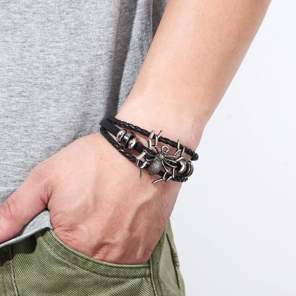 Модный кожаный браслет 2020 многослойный женский и мужской в стиле ретро панк рок