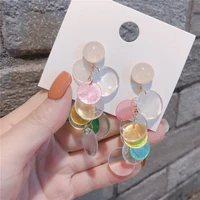 korean mixed color transparent multi layers acrylic strands drop earrings for women new fashion jewelry
