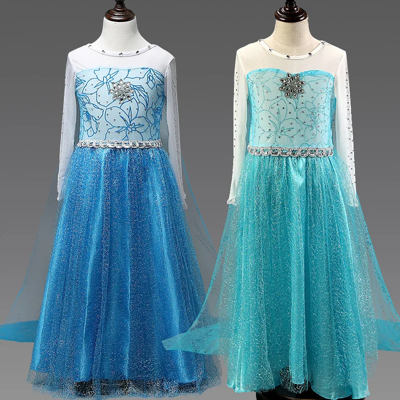 Платье Эльзы для девочек Детские костюмы Снежной Королевы принцессы Анны