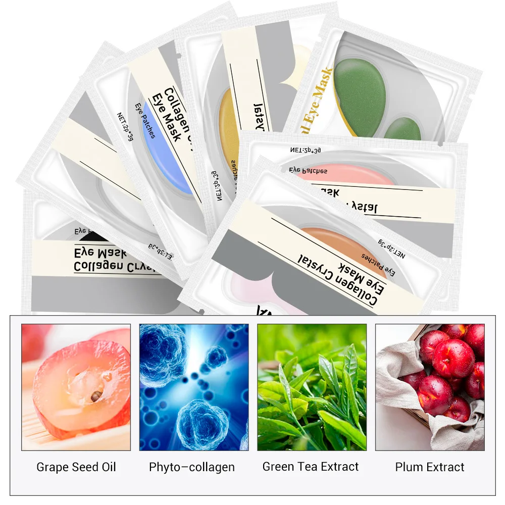 

Патчи для области вокруг глаз увлажняющие питательные против морщин и мешков под глазами, 12 пар