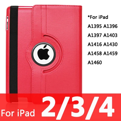 For iPad 234-red 360 Вращающийся чехол для Apple iPad 2/3/4 Air 1/2 A1430 A1458 A1460 iPad2 iPad3 iPad4 Air1 Air2 планшетный чехол для i Pad 9,7 - Цвет: For iPad 234-red